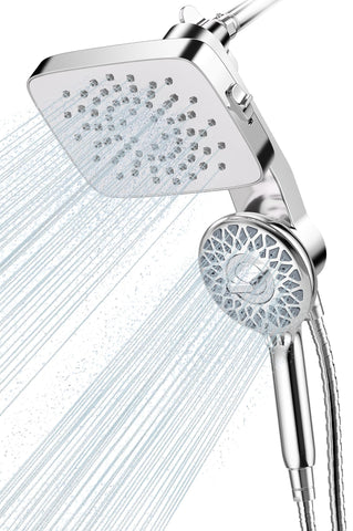 Cobbe high pressure rain shower overhead view with spa-like coverage