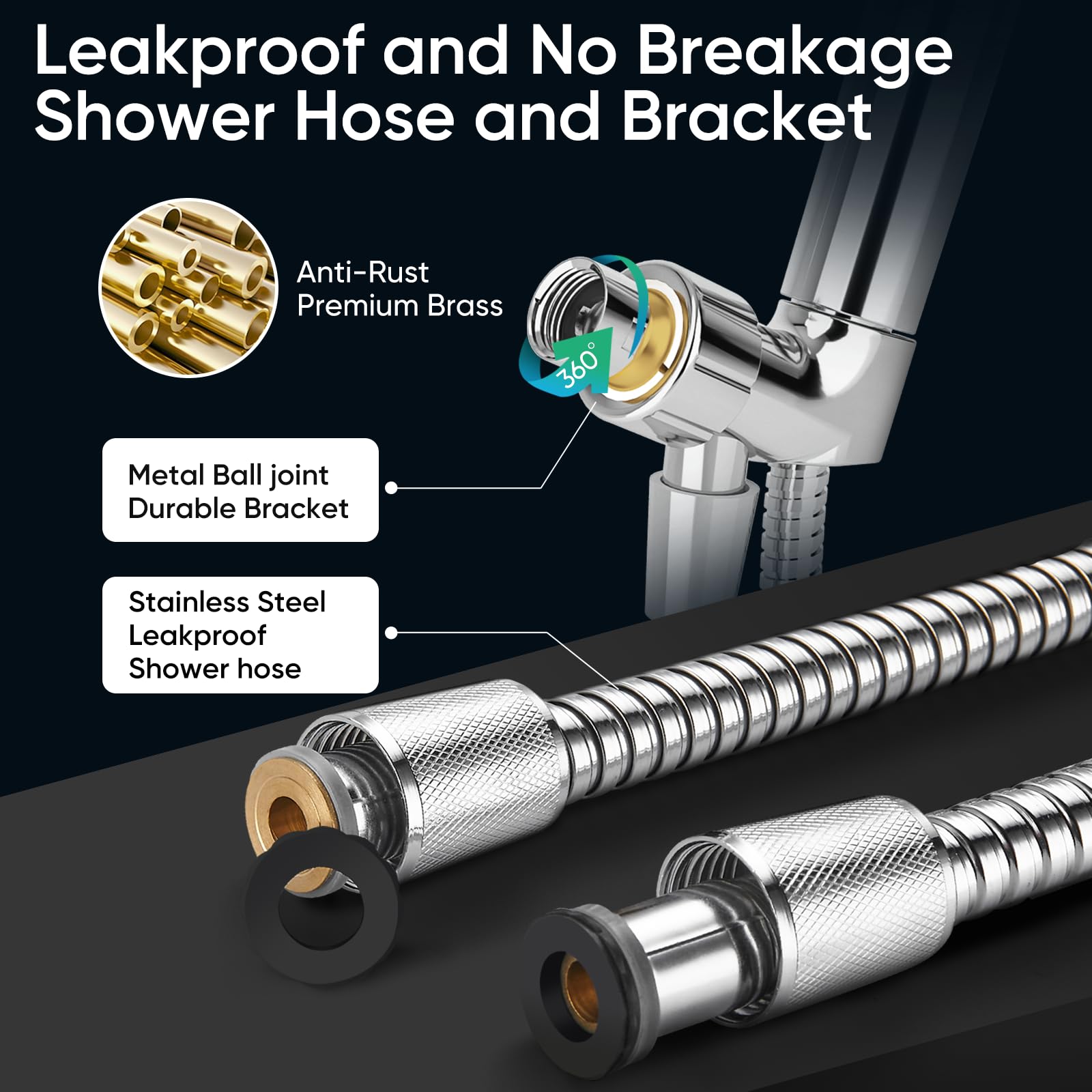 Cobbe shower head with 360° swivel for easy angle adjustment