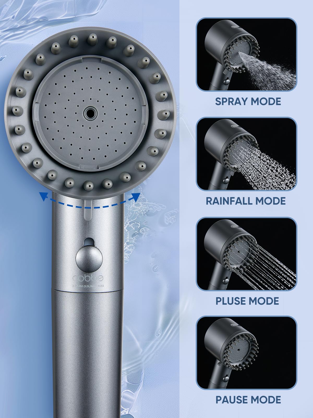 Cobbe Ion Drops five-spray models close-up highlights versatile shower modes for customized cleansing.
