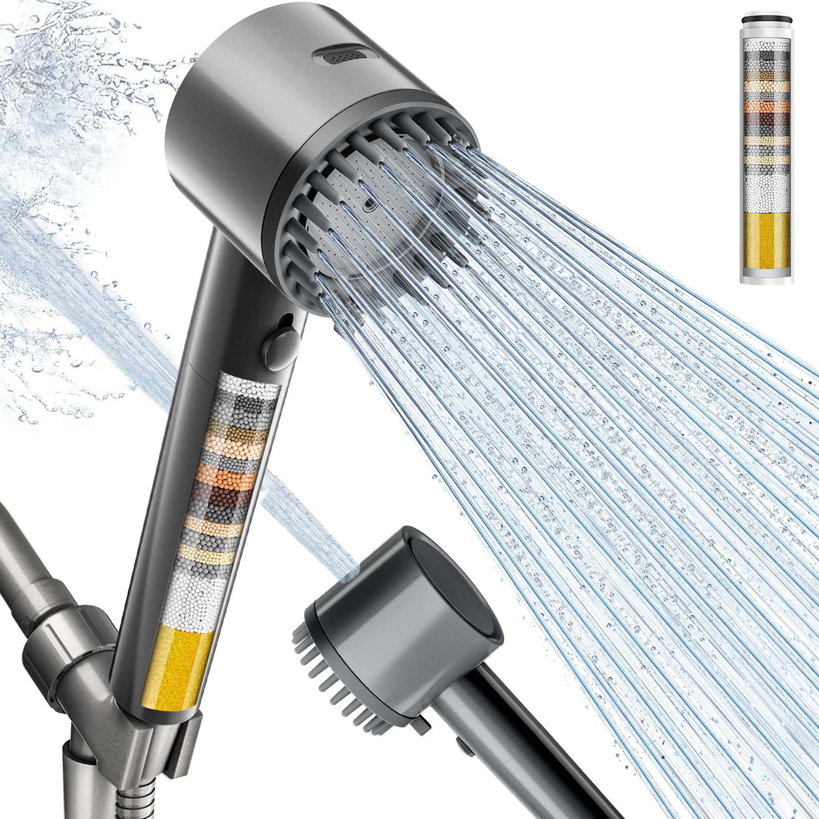 Cobbe Ion Drops filtered shower head handheld for targeted rinsing with chlorine reduction.
