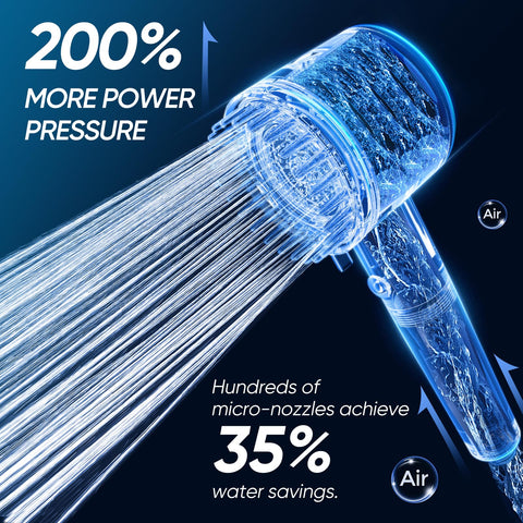 Cobbe Ion Drops handheld chrome shower head in use for a powerful rinse