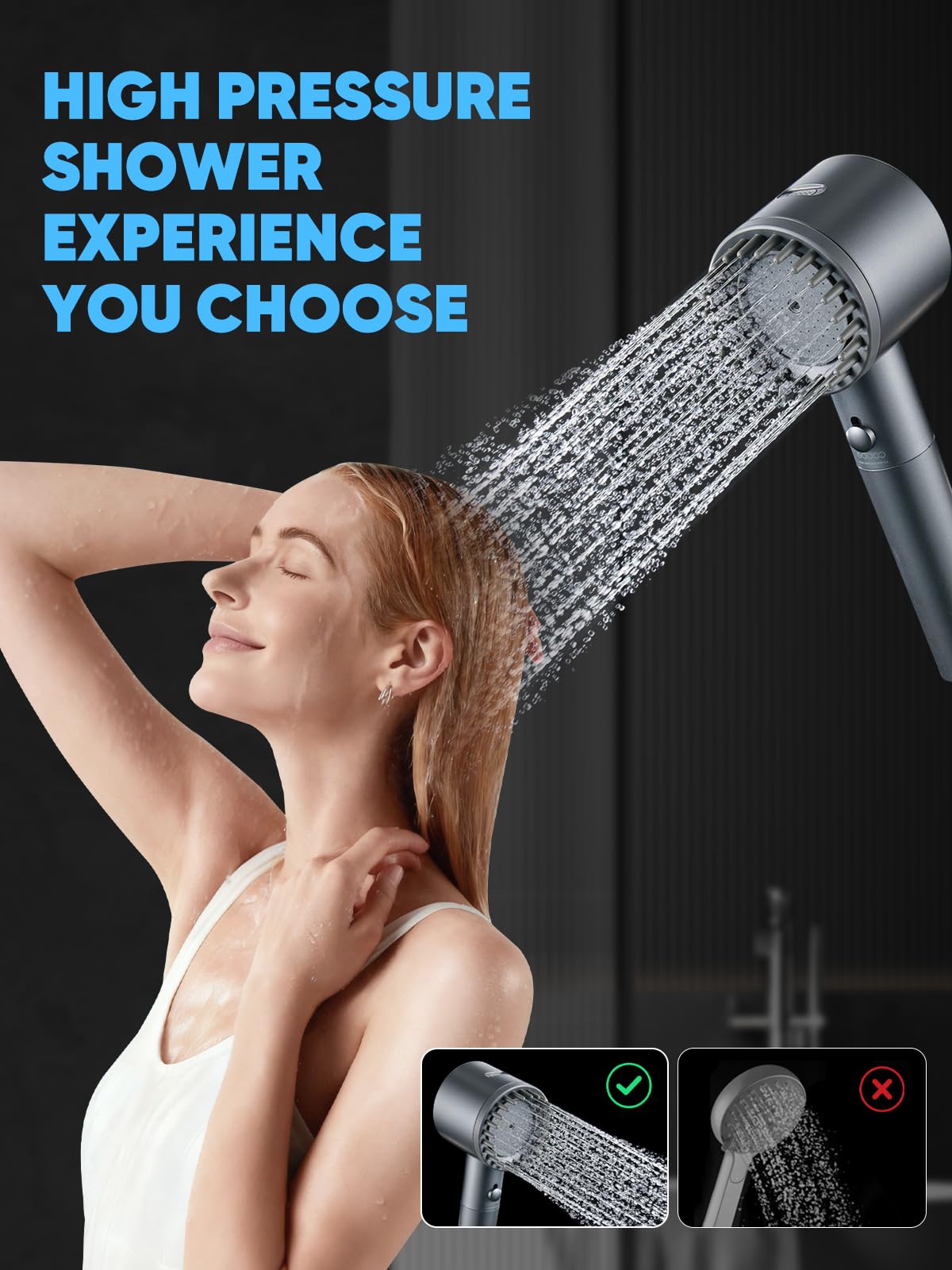 Cobbe Ion Drops high-pressure spray demonstrates powerful water flow.