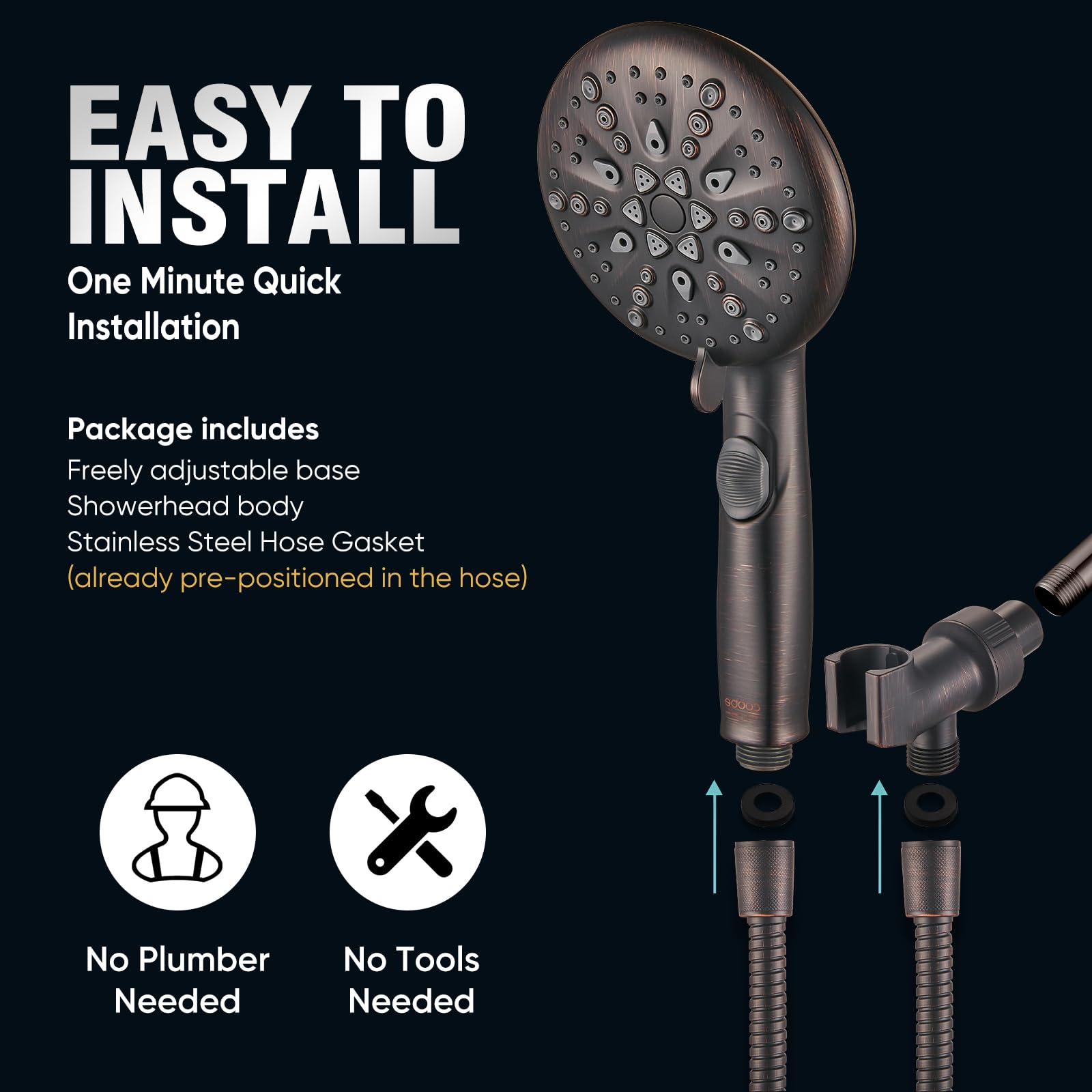 Cobbe ORB 9-function spray modes for tailored showers.