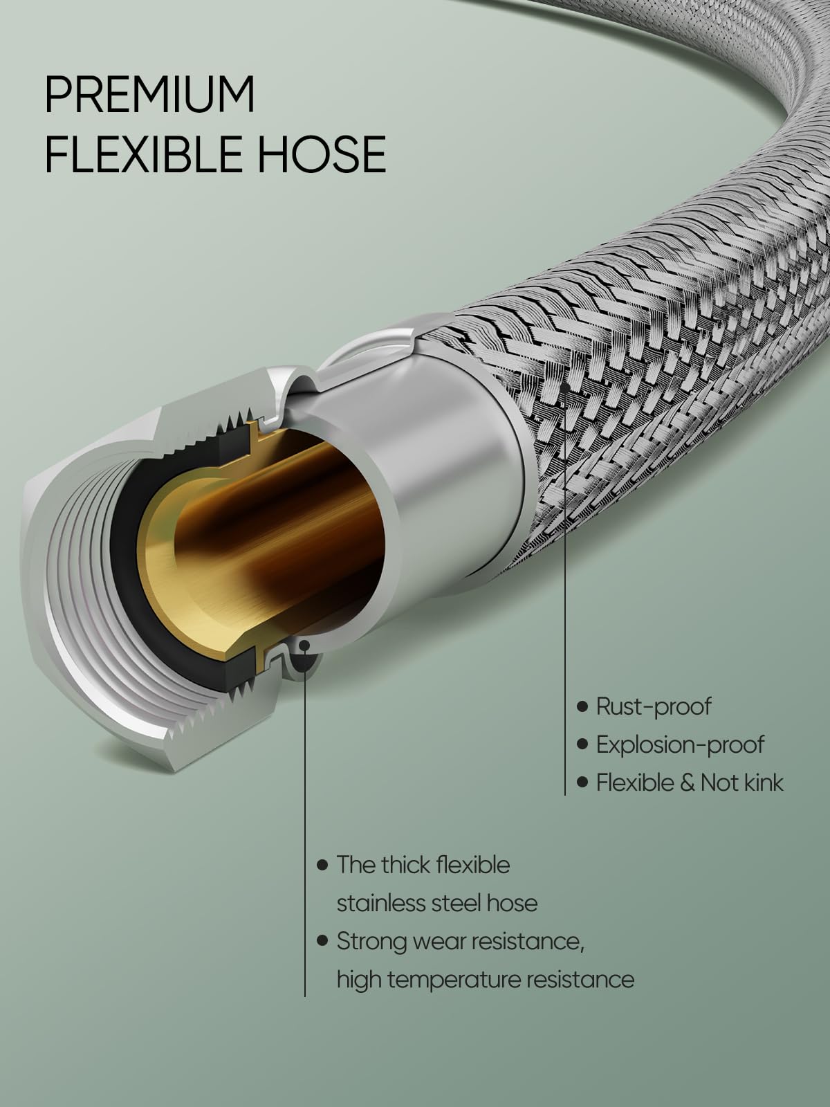 Cobbe Orb braided supply lines with copper core ensure safe connections
