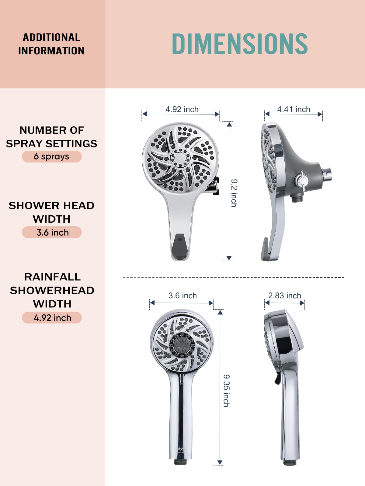 Cobbe pressure control knob lets you tailor flow and spray style.
