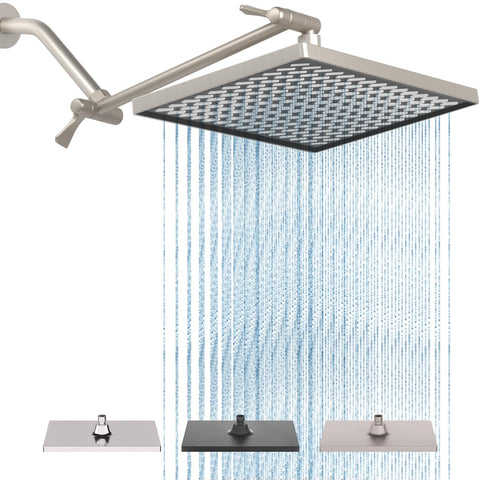 Cobbe rainfall shower head with 11.8 inch panel delivering full body coverage for a spa like shower