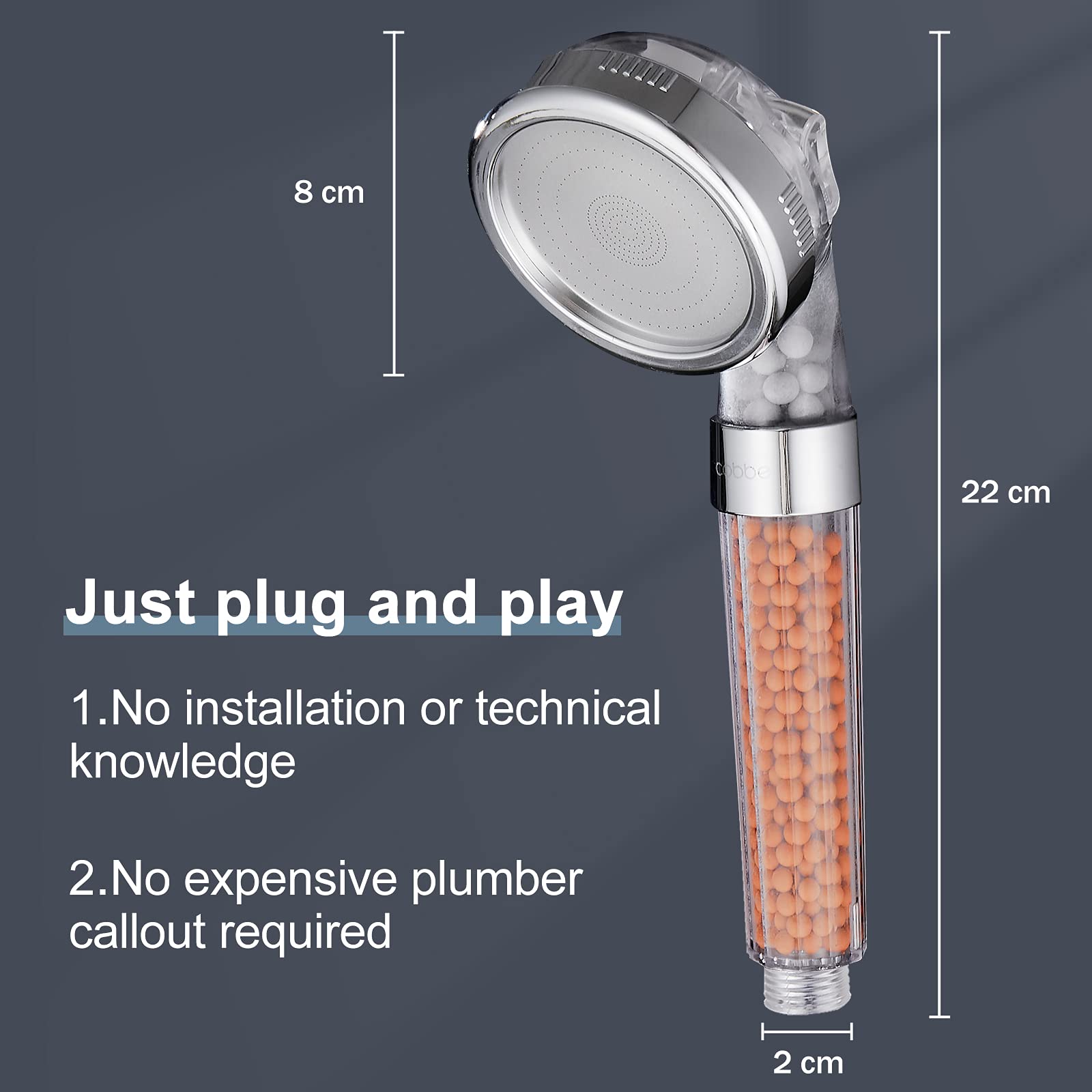 Cobbe shower head in a modern bathroom setup for a tidy look