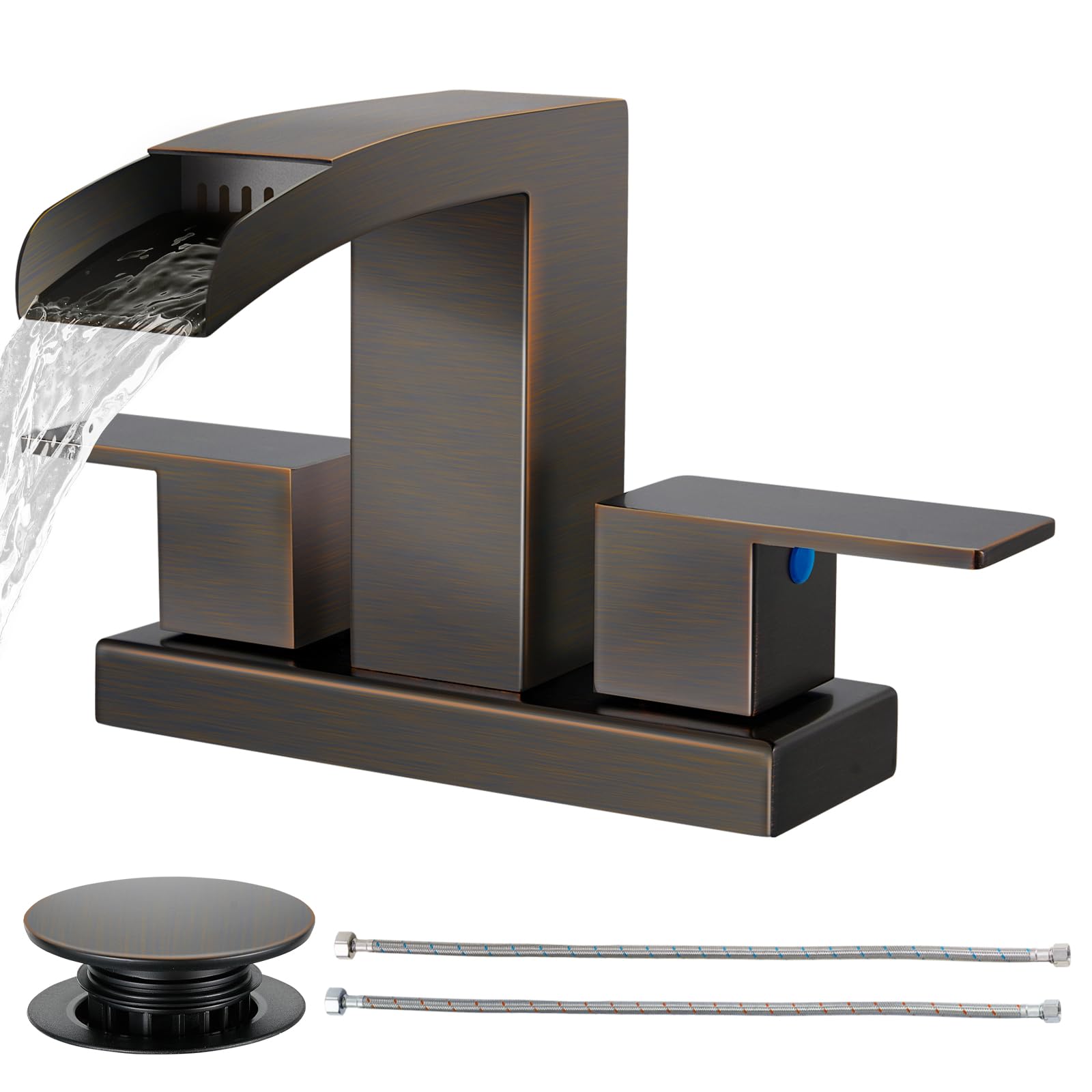 Cobbe waterfall spout delivers smooth, cascading water for a modern bath.