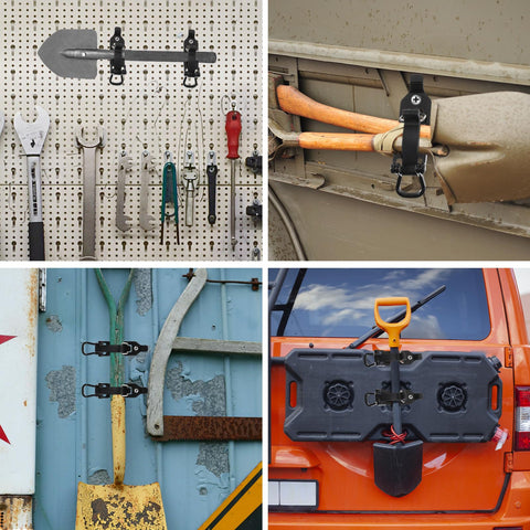 Cobee mounting kit on truck bed rack for tools.