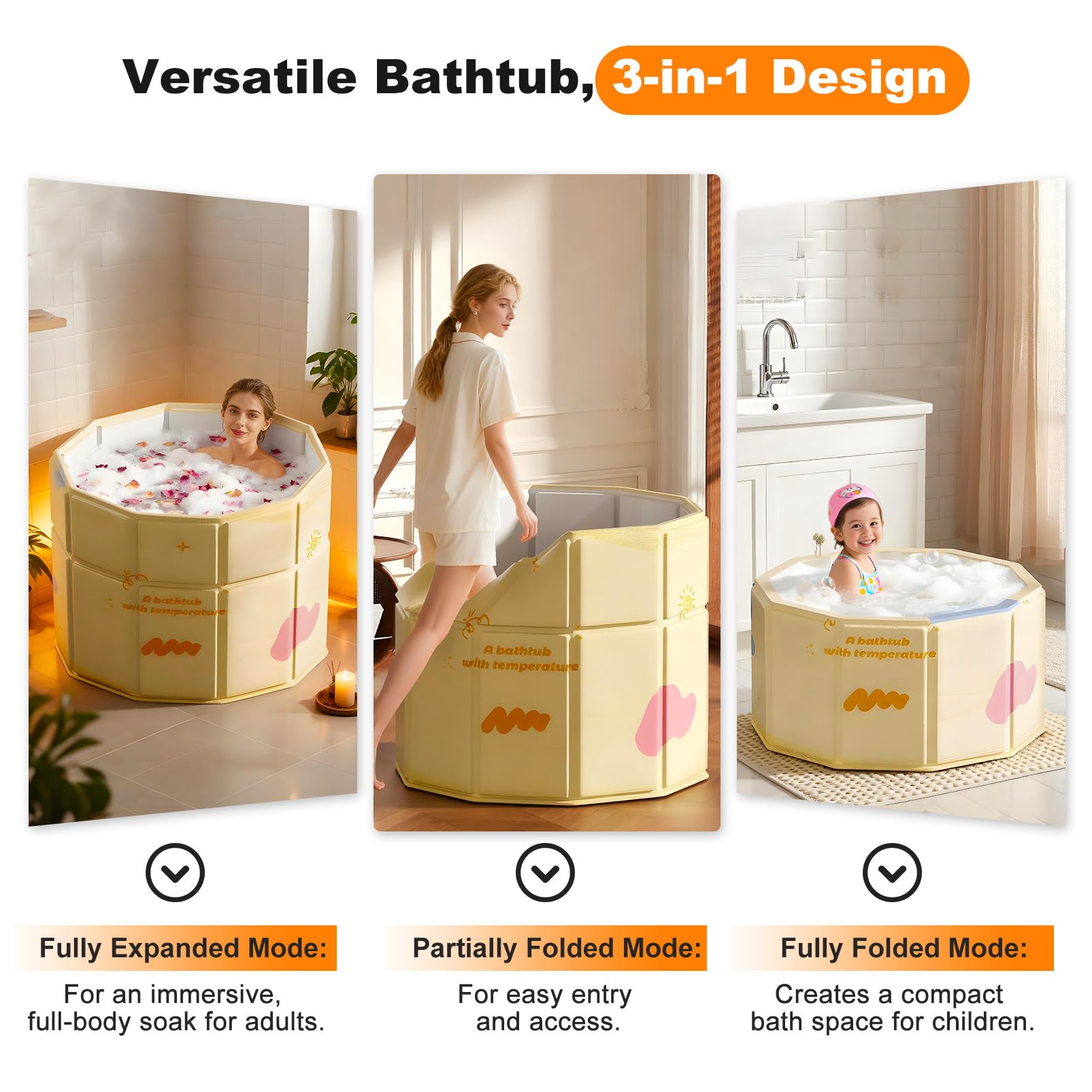 COBOPANDA foldable bathtub in use highlights effortless collapse for small spaces