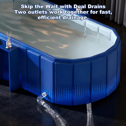 COBOPANDA tub shows dual drainage ports for quick water release