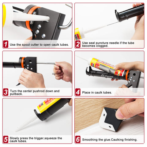 Cocew caulk gun kit spout cutter opens tubes easily