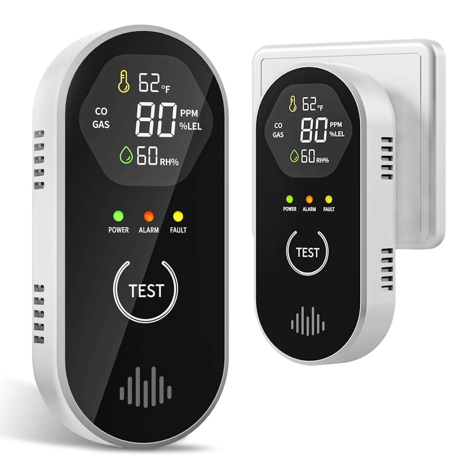 COCHYSCELA 2-pack carbon monoxide detectors for reliable home safety monitoring.