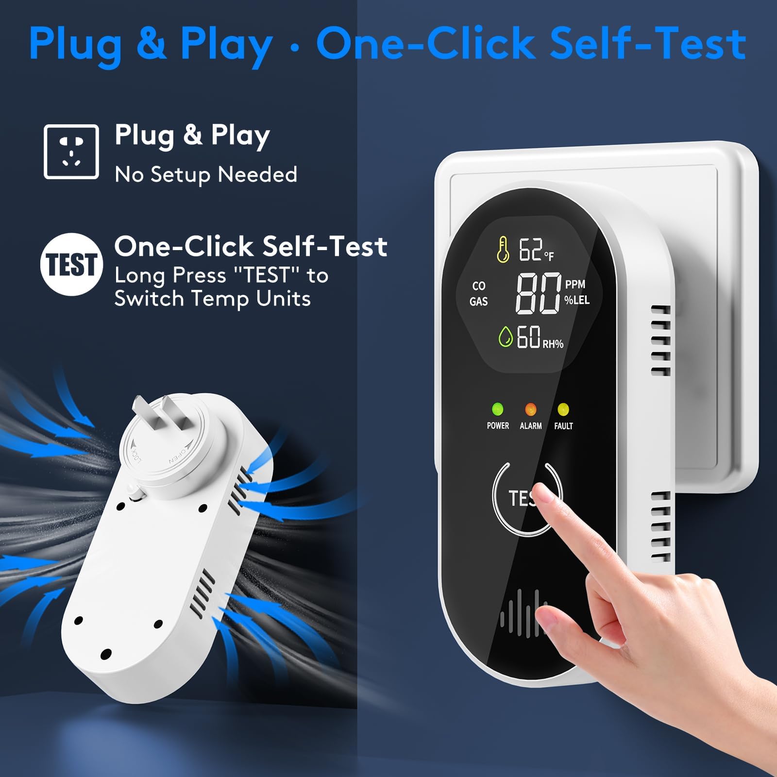 COCHYSCELA 85dB alarm with flashing indicator for quick visual-audible alerts.