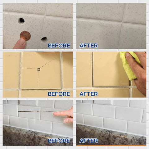 Cocomfix Tile Repair Kit scratch close-up highlighting restoration of scratched tiles
