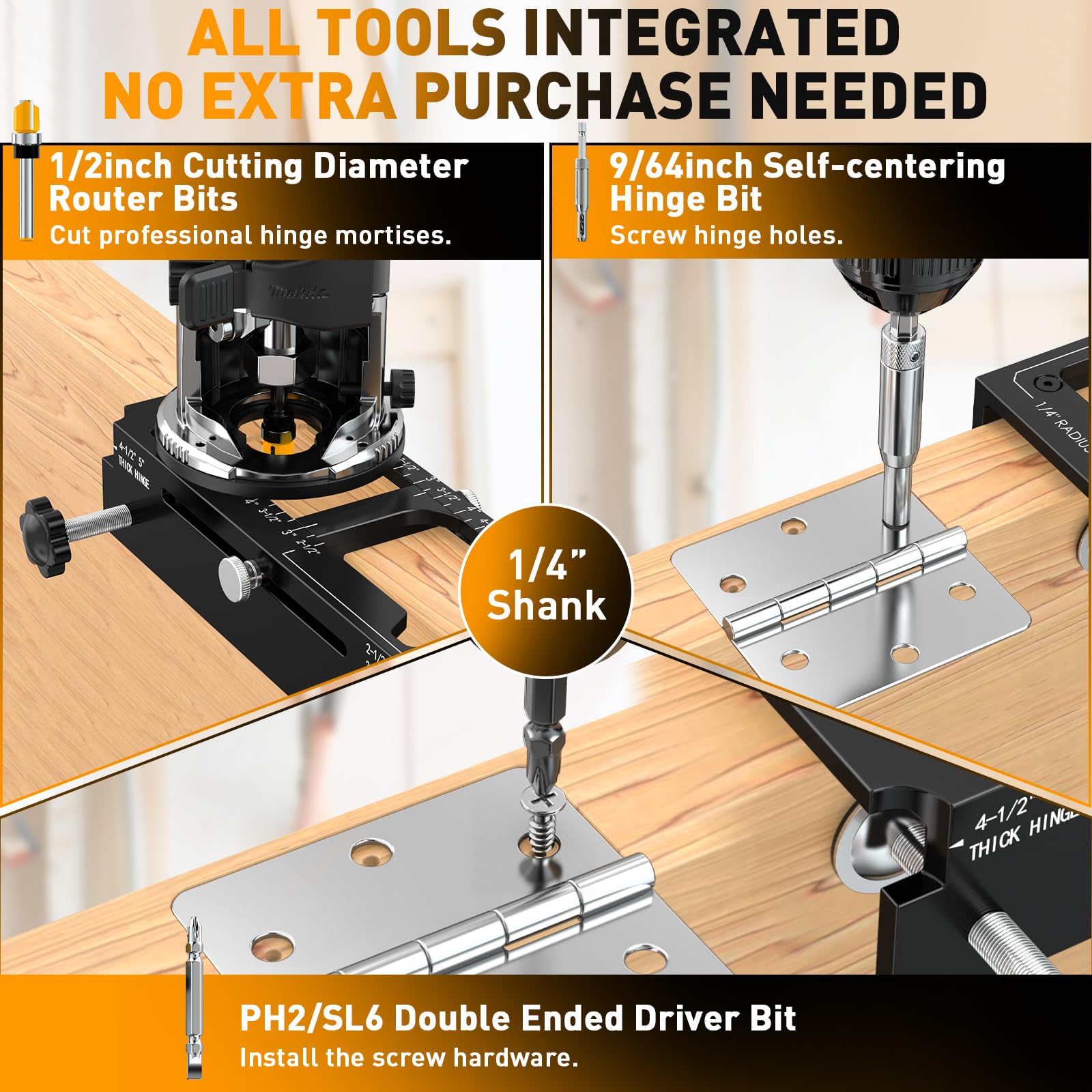 Cocowin depth gauge aids accurate hinge depth during routing.