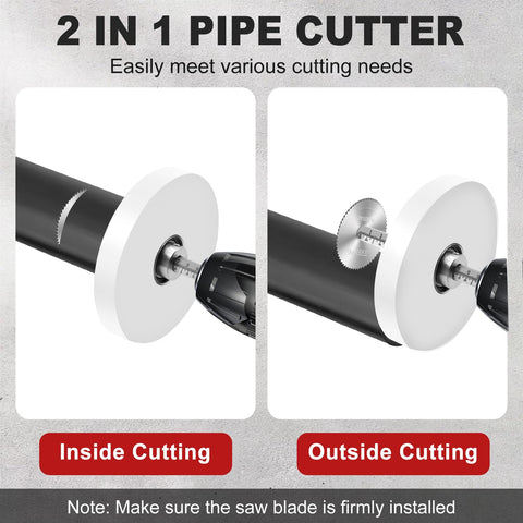 Cocowin in-action shot shows cutting through PVC from within the pipe.