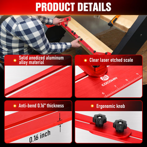 Cocowin stair tread template tool adjustable length 11.5 to 60 inches.