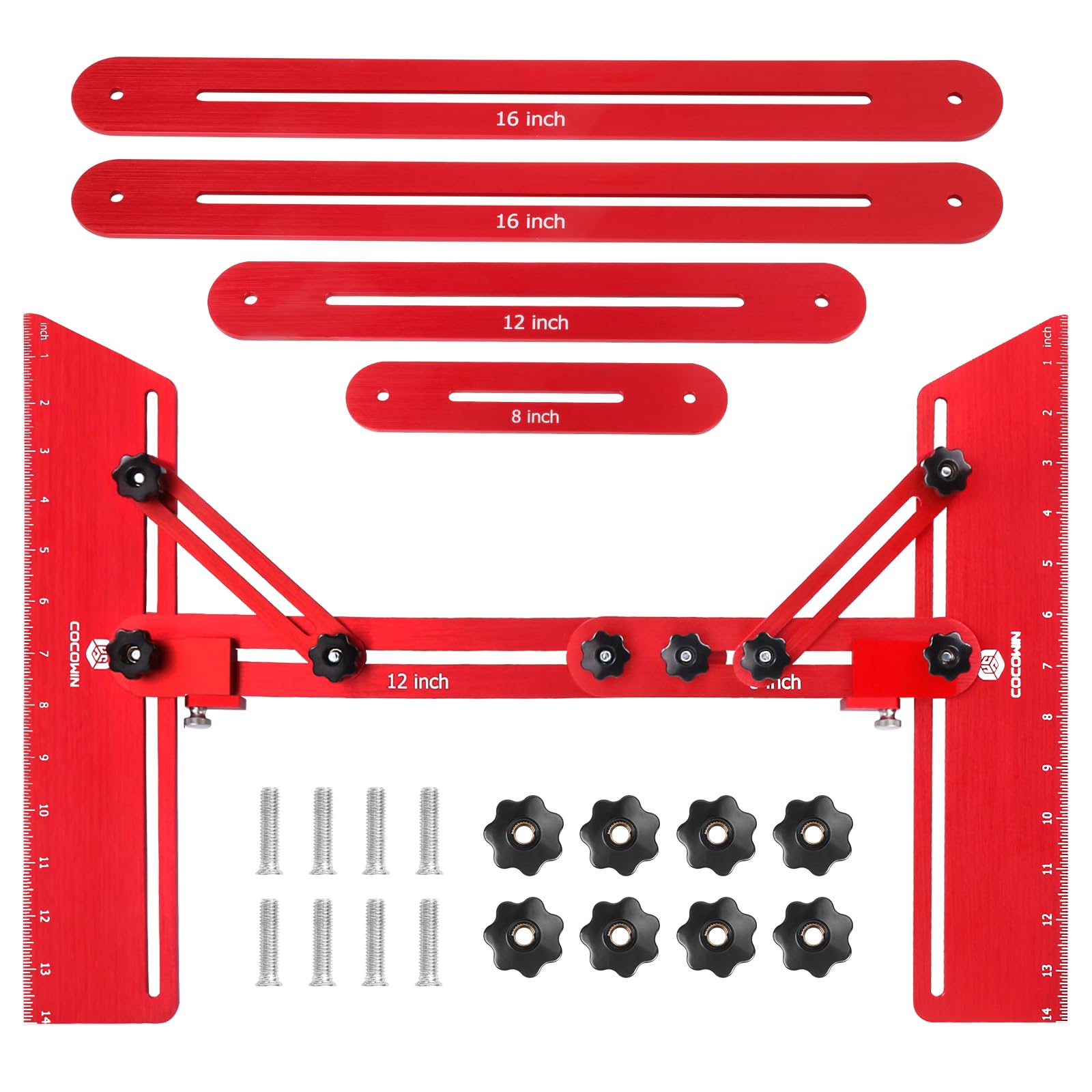 Cocowin stair tread template tool with angled brace for precise layout.