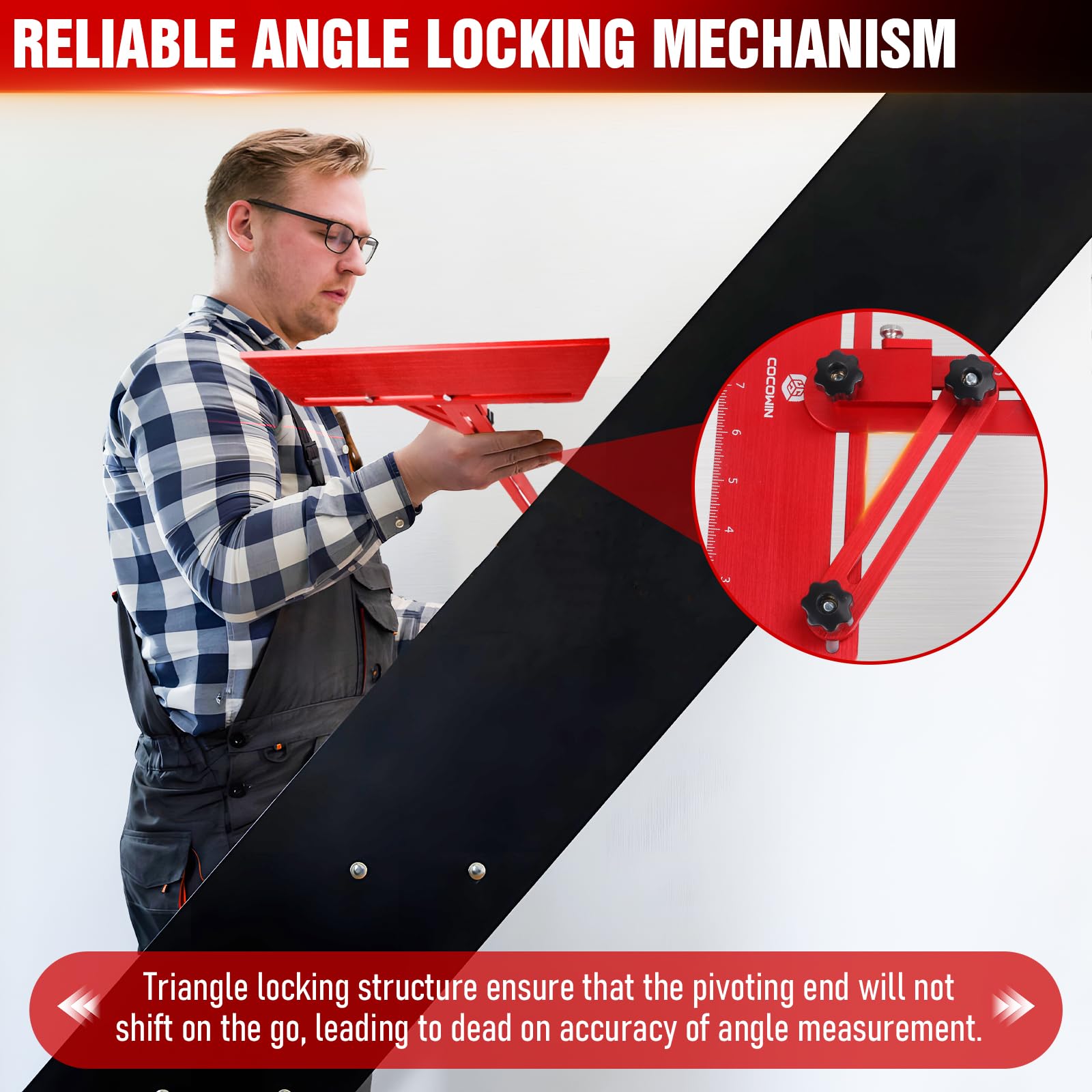Cocowin stair tread template tool triangle fixation keeps ends secure.