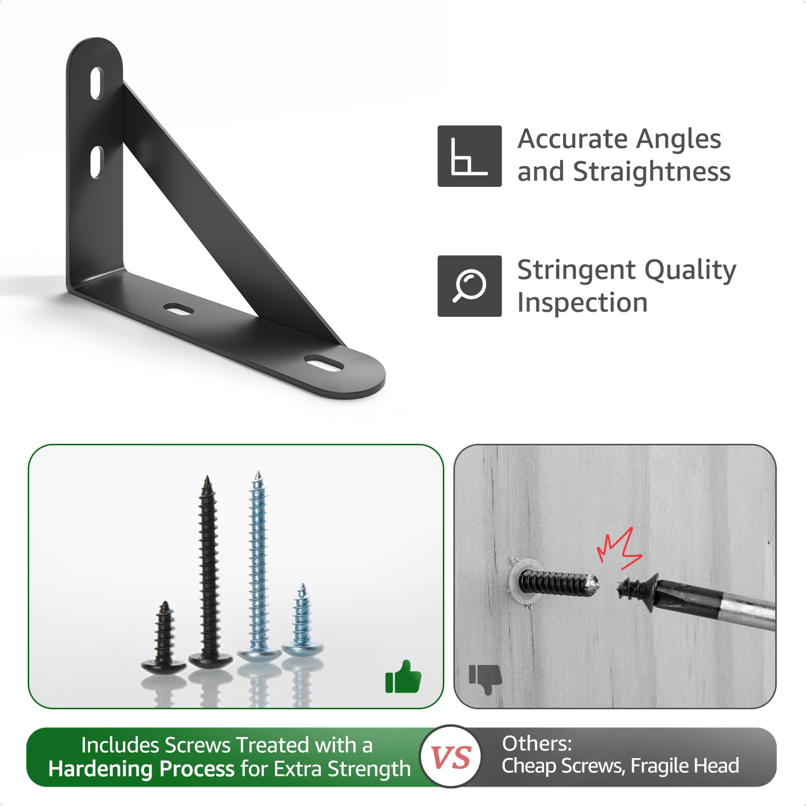 COCOYA heavy-duty brackets keep shelves level on various walls.
