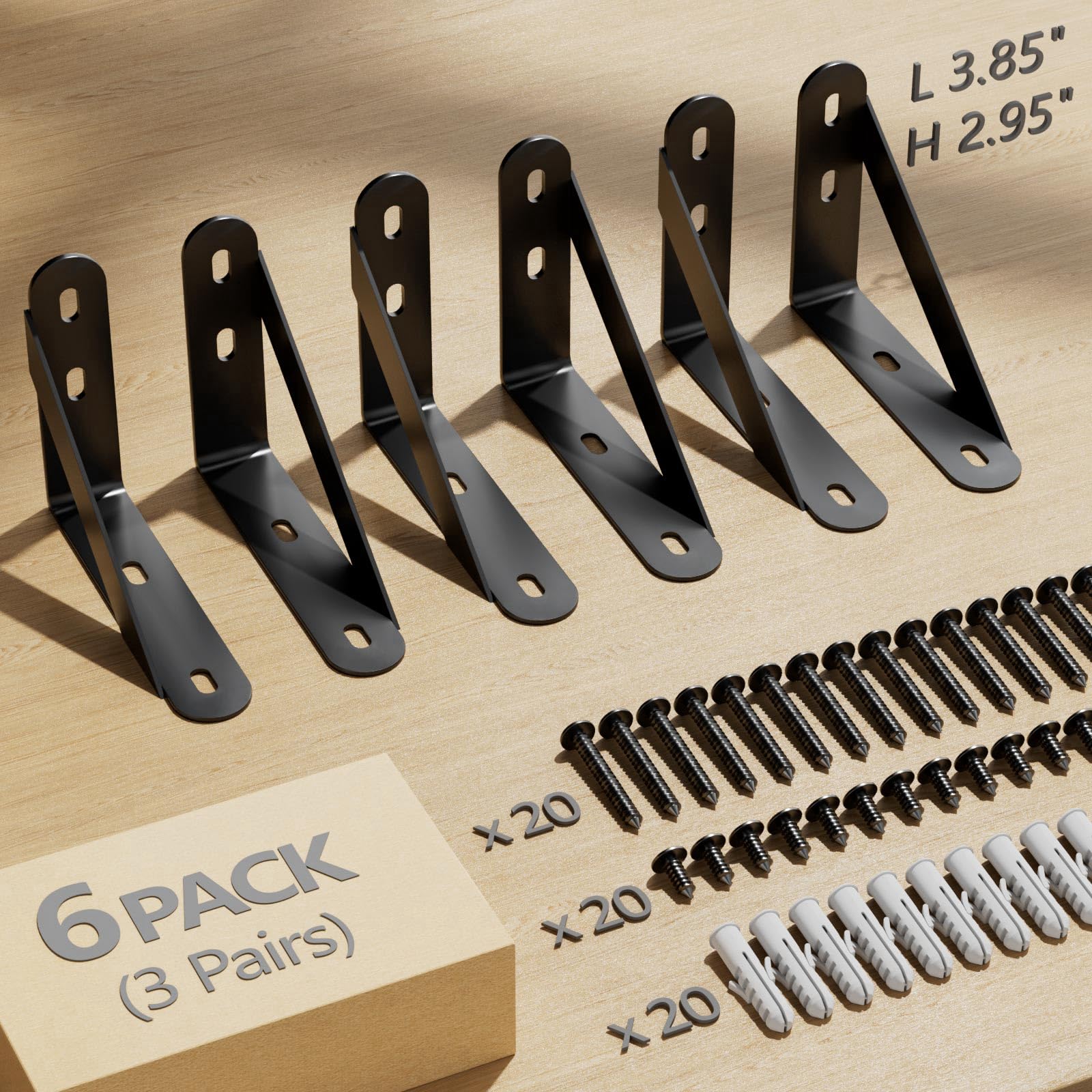 COCOYA steel brackets in black provide durable, rust-resistant support.