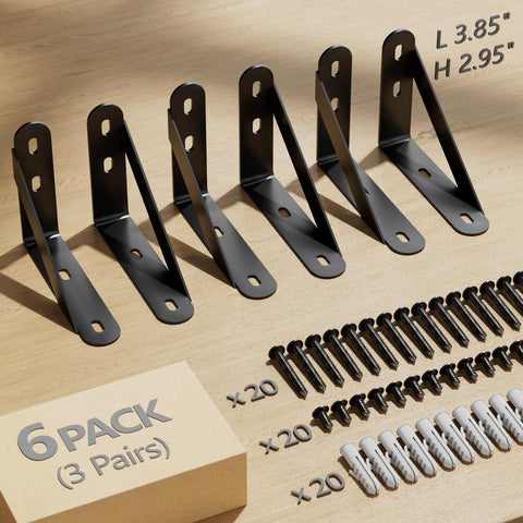 COCOYA steel brackets in black provide durable, rust-resistant support.