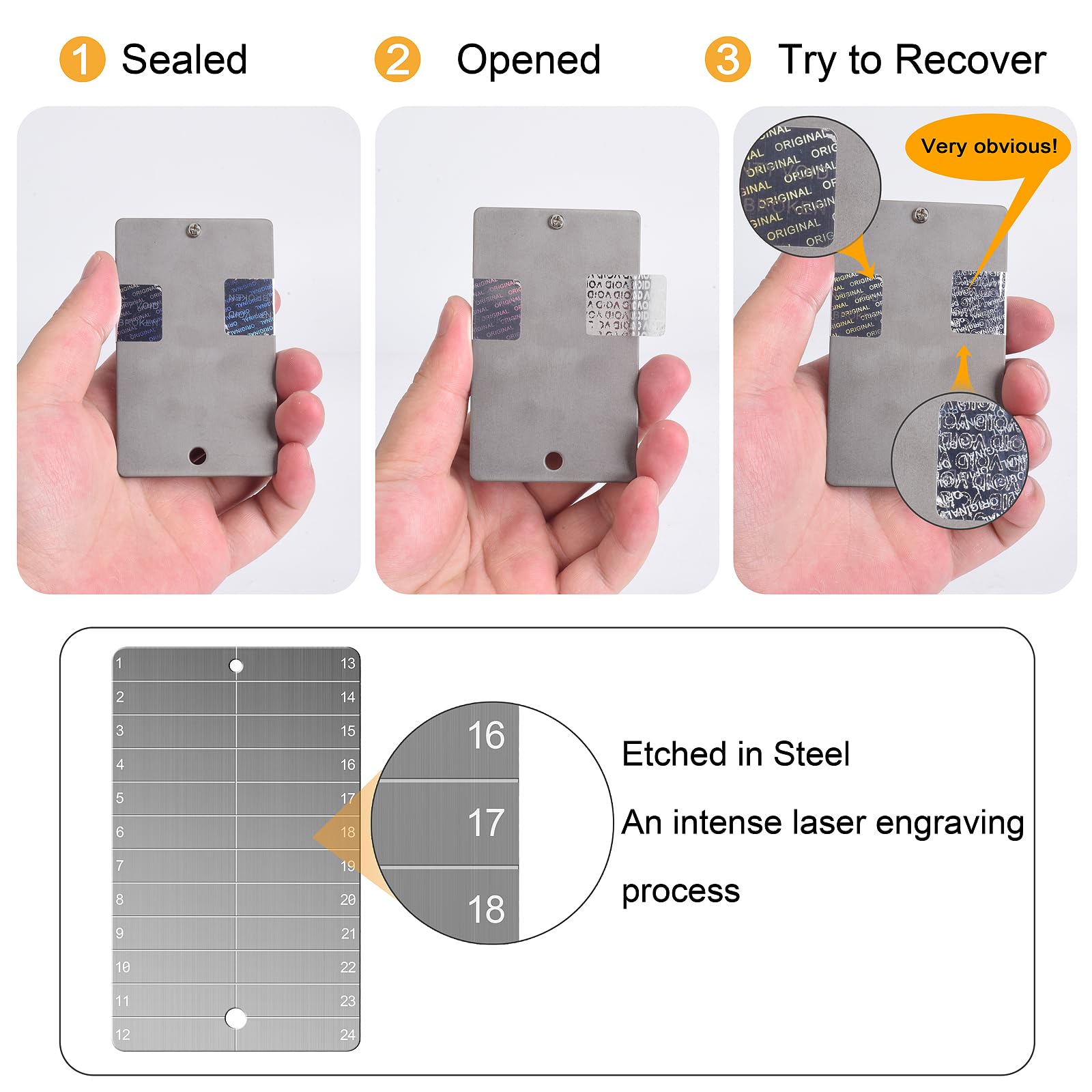 Codesteel engraving kit for easy seed phrase customization.