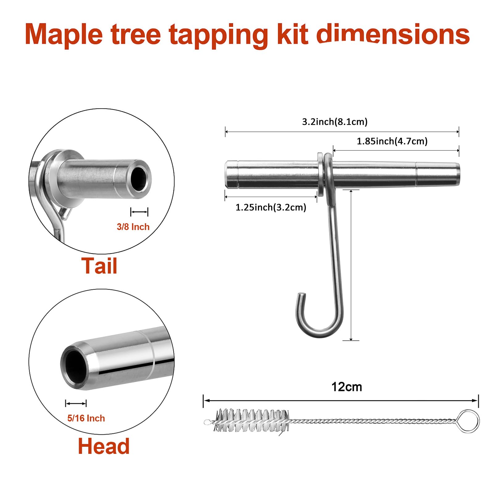 Codesteel hooks and clamps securing taps for weeks-long sap flow.