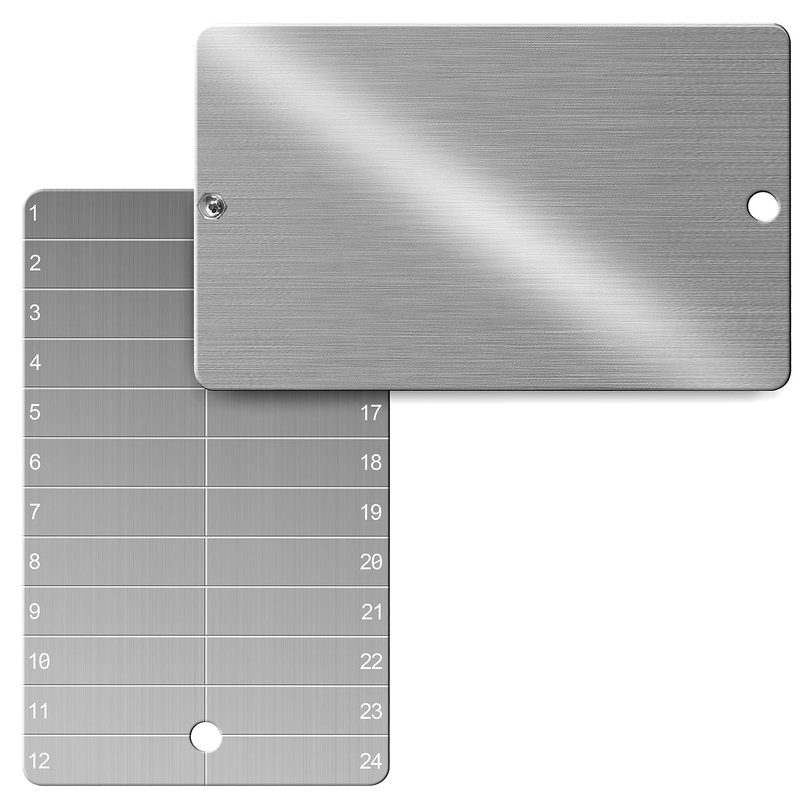 Codesteel titanium seed plate front view; compact backup for 24-word phrases.