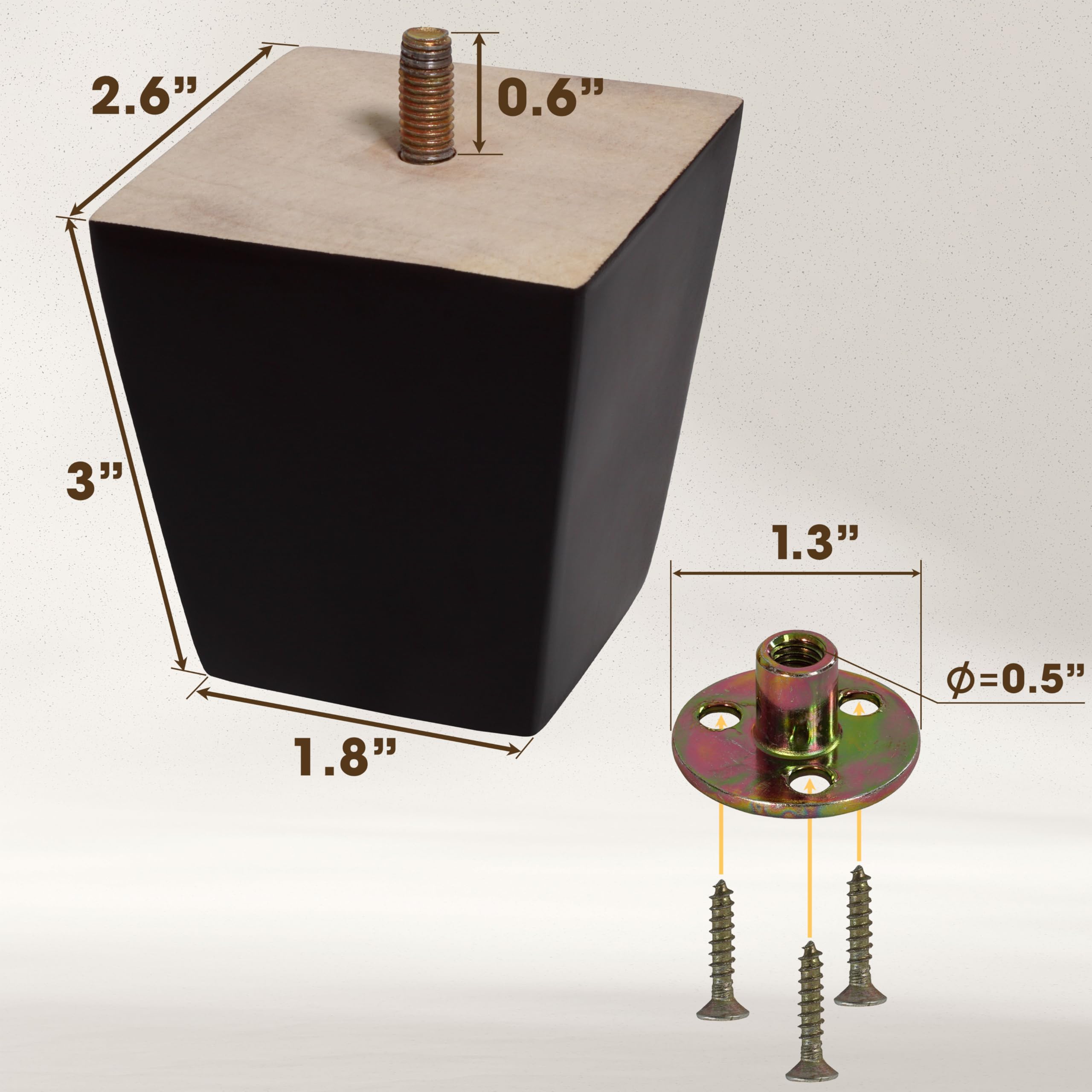 CODIN solid hardwood legs for four-piece set with heavy-duty support