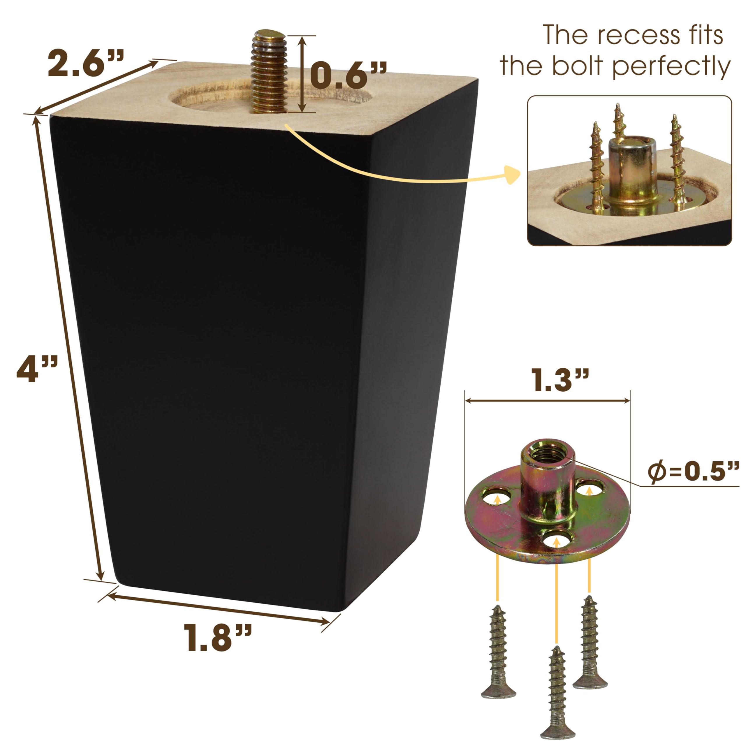 CODIN leg with height adjustment bolts for uneven floors and stability