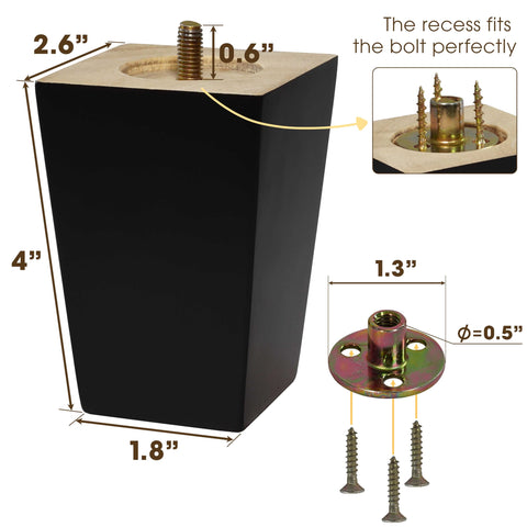 CODIN leg with height adjustment bolts for uneven floors and stability