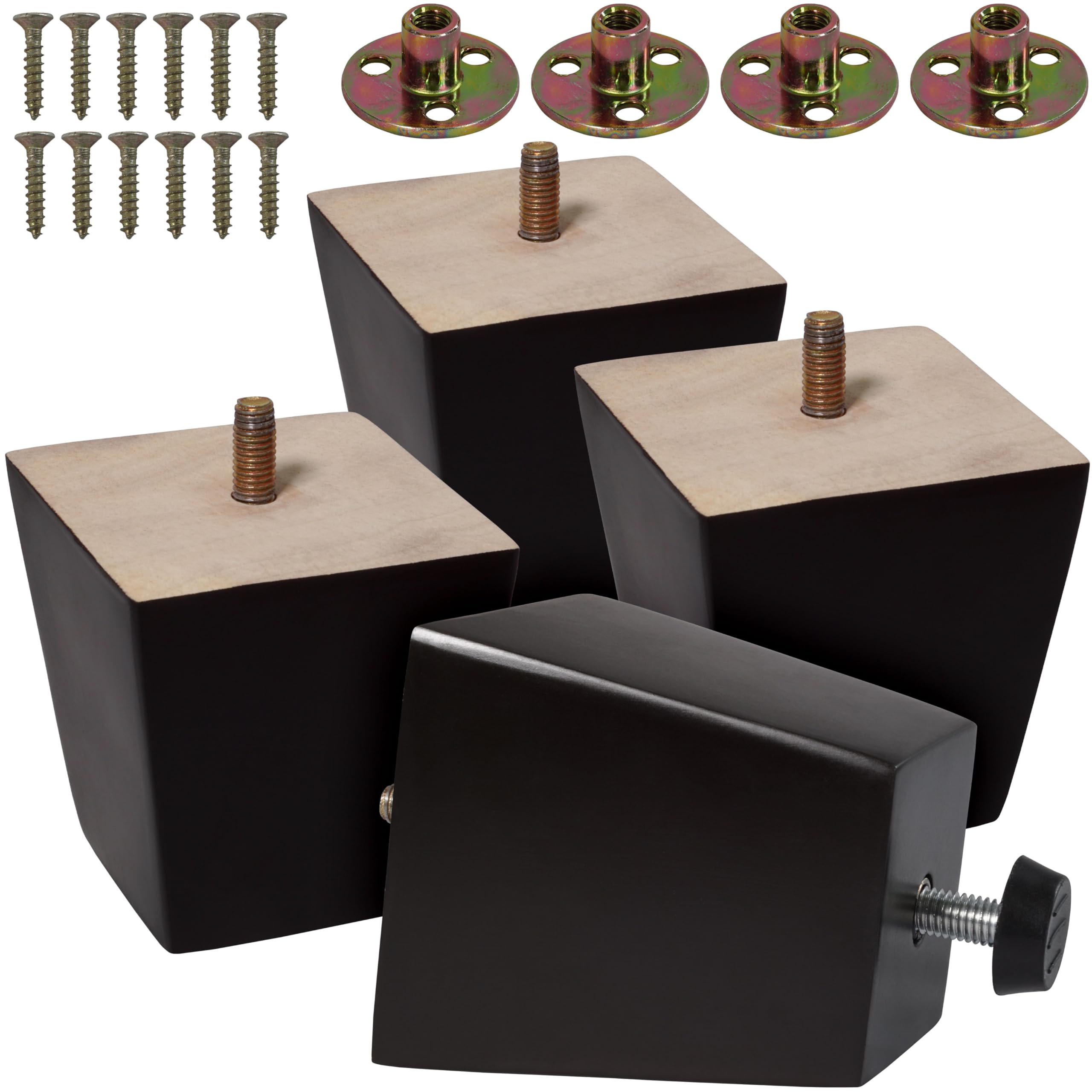 CODIN solid hardwood square sofa leg boosts stability on uneven floors
