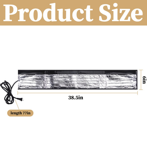 Codree heat tape on pipe highlights 6 inch width for easy insulation.