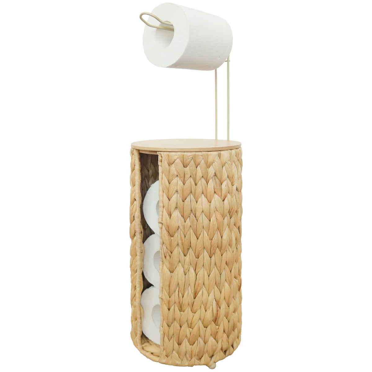 Coeusy four-roll capacity toilet paper holder for organized bathroom storage.