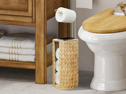 Coeusy wooden top storage for phone, wipes, or air fresheners.