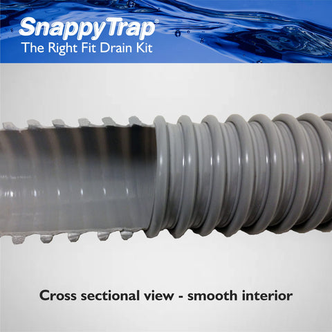 Coflex Snappy Trap DK-100 clog-resistant hose interior reduces buildup.