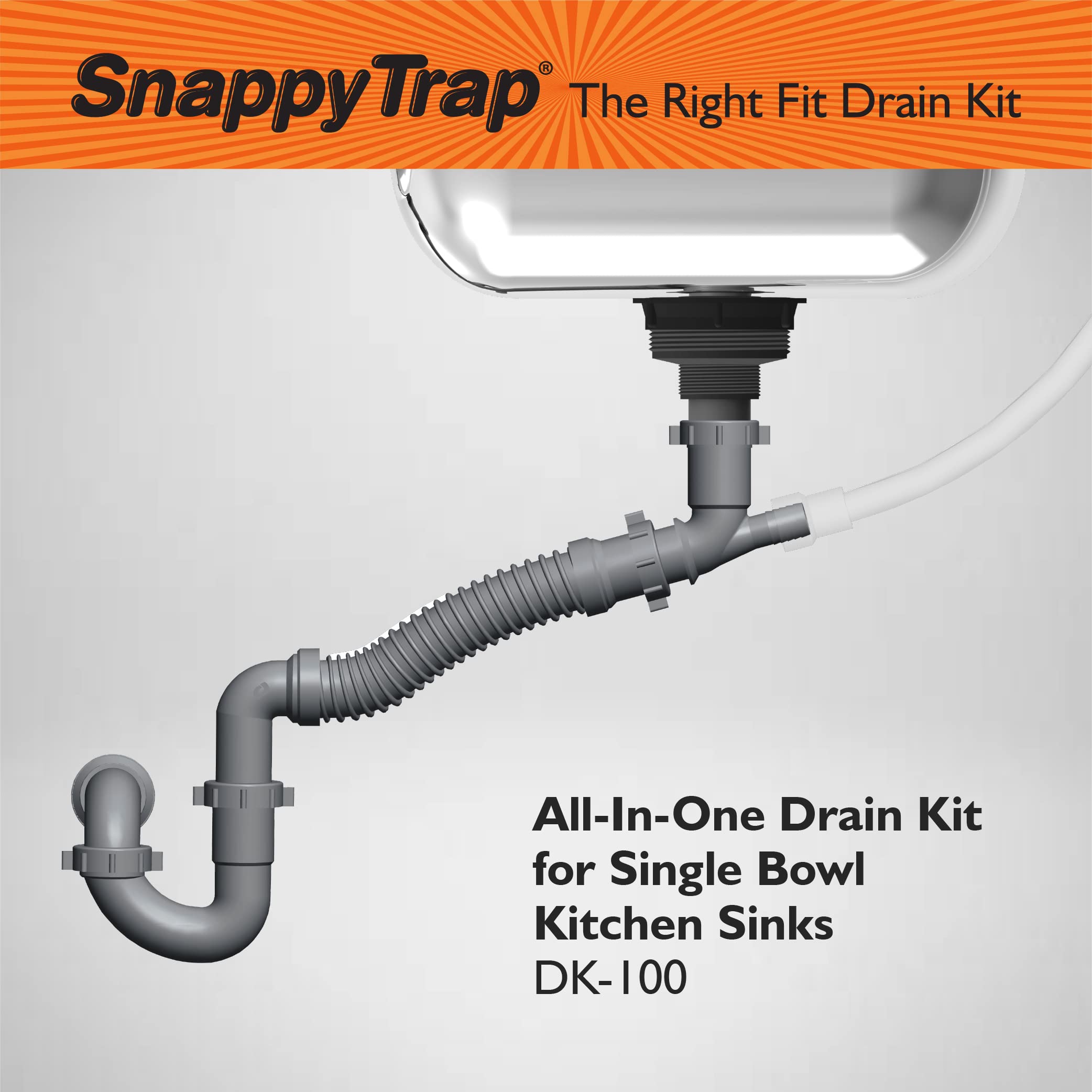 Coflex Snappy Trap DK-100 flexible P-trap for adaptable plumbing.