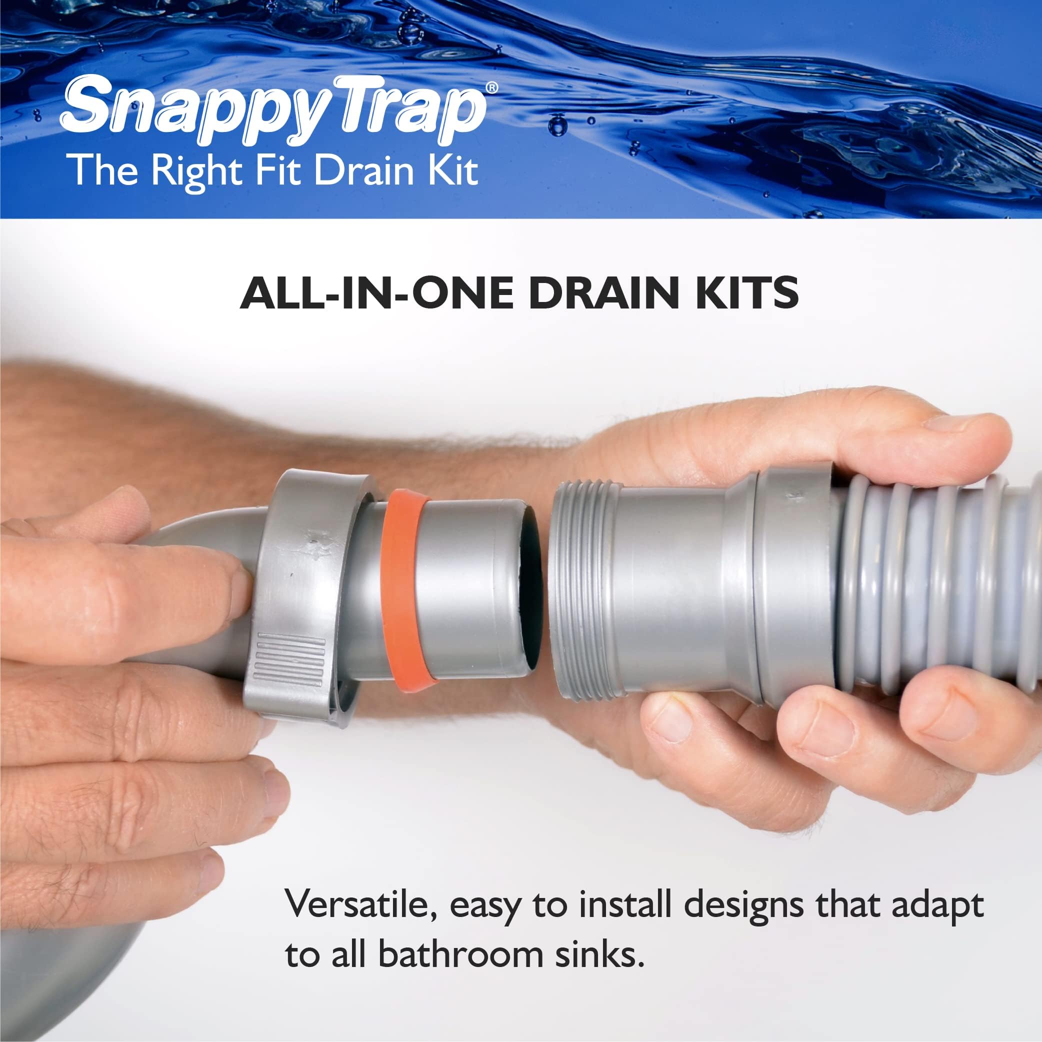 Flexible hose bends to fit tight spaces, easing bathroom drain connections.