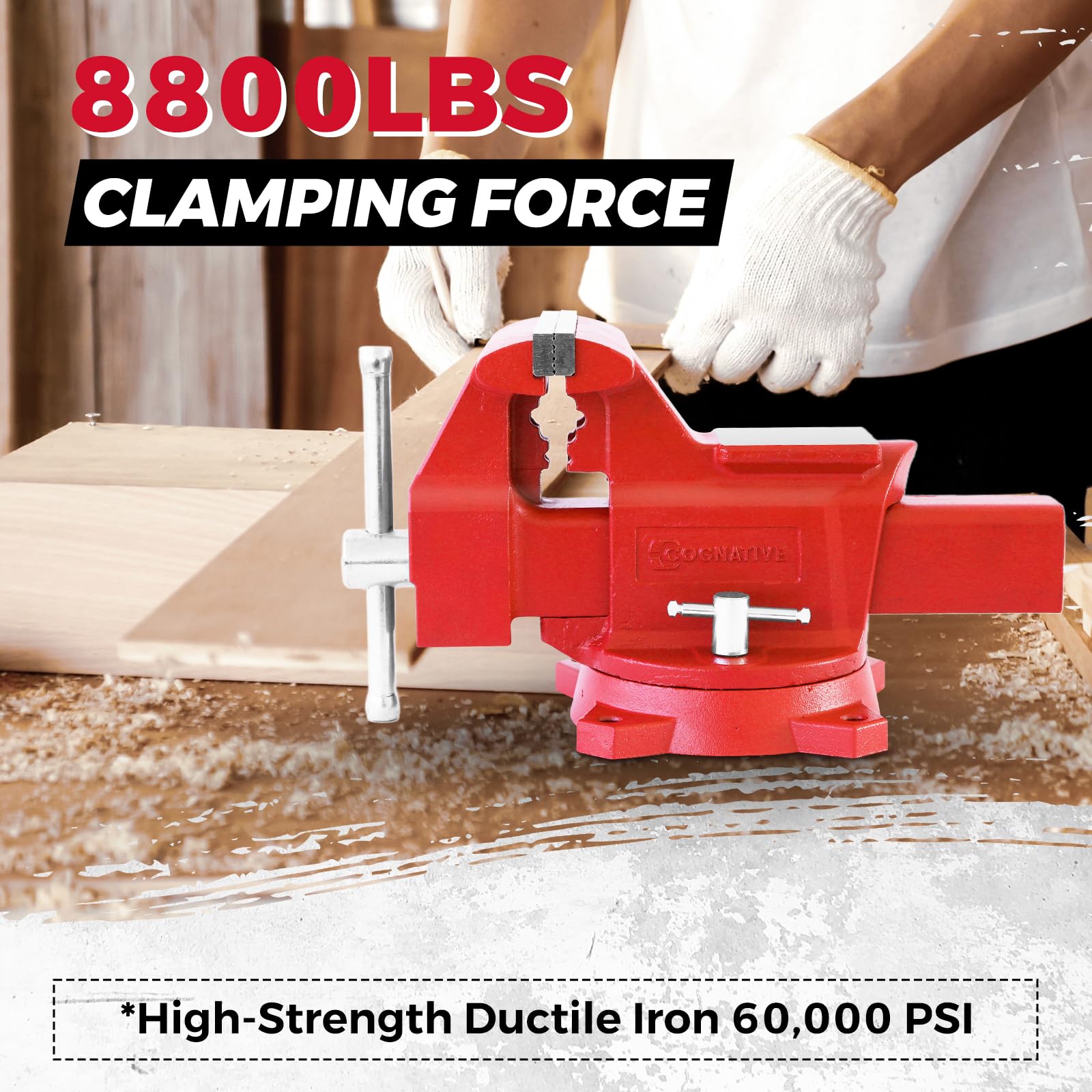 COGNATIVE 360 degree swivel base enables flexible clamping angles for complex projects.