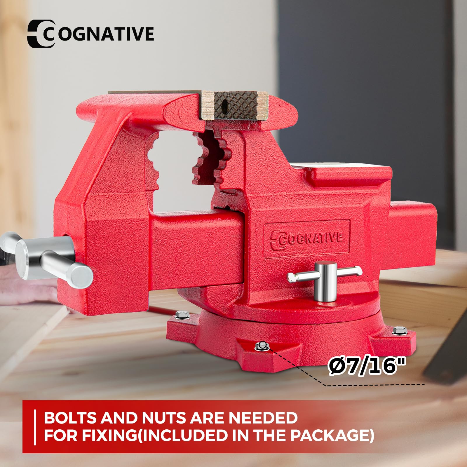 COGNATIVE red powder coated finish resists wear and improves visibility in busy shops.