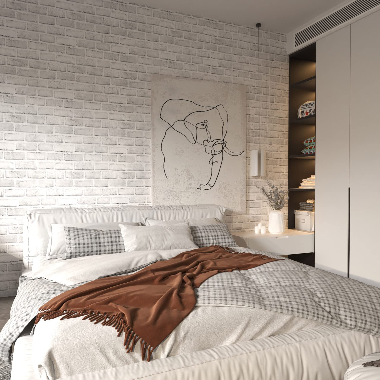 Cohoo Home gray brick wallpaper adds depth to living spaces