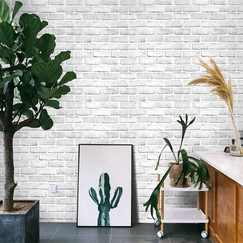 Cohoo Home brick wallpaper white 3D texture for durable wall accents