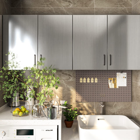 Cohoo Home peel-and-stick wallpaper shows easy installation on appliances.