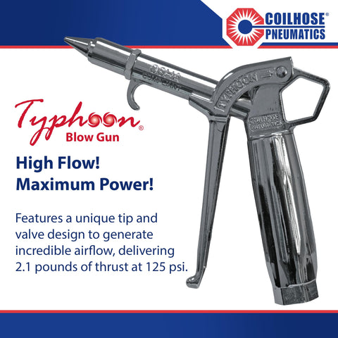 Coilhose Typhoon Pro chrome-plated body resists chemicals for easy maintenance