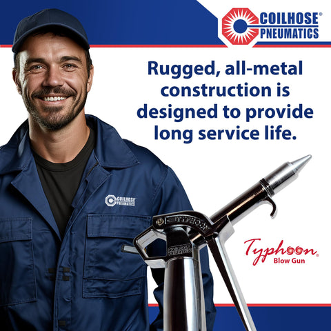 Coilhose Typhoon Pro variable flow trigger enables controlled blow-off