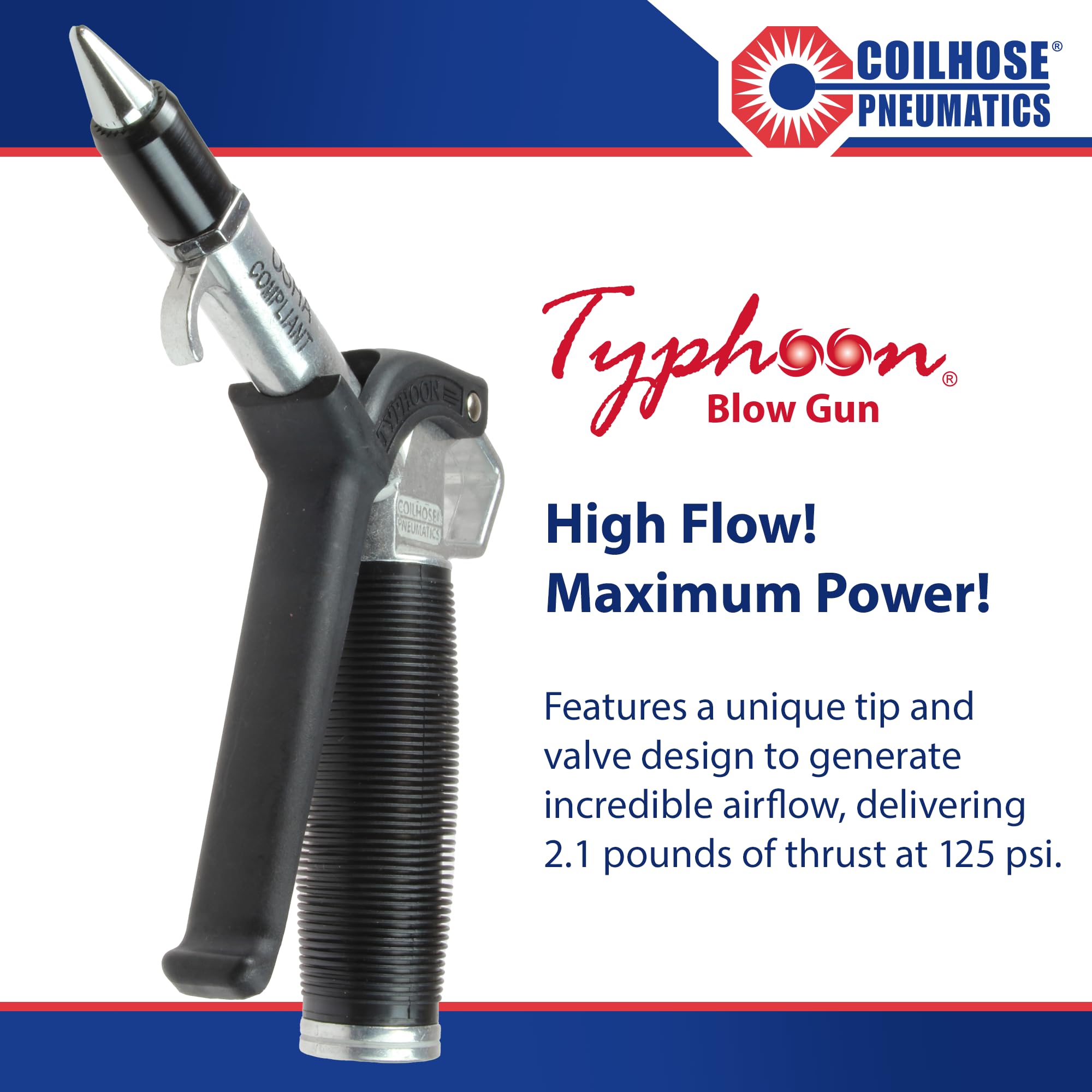 Coilhose Typhoon tapered high-flow tip reaches tight spaces with ease