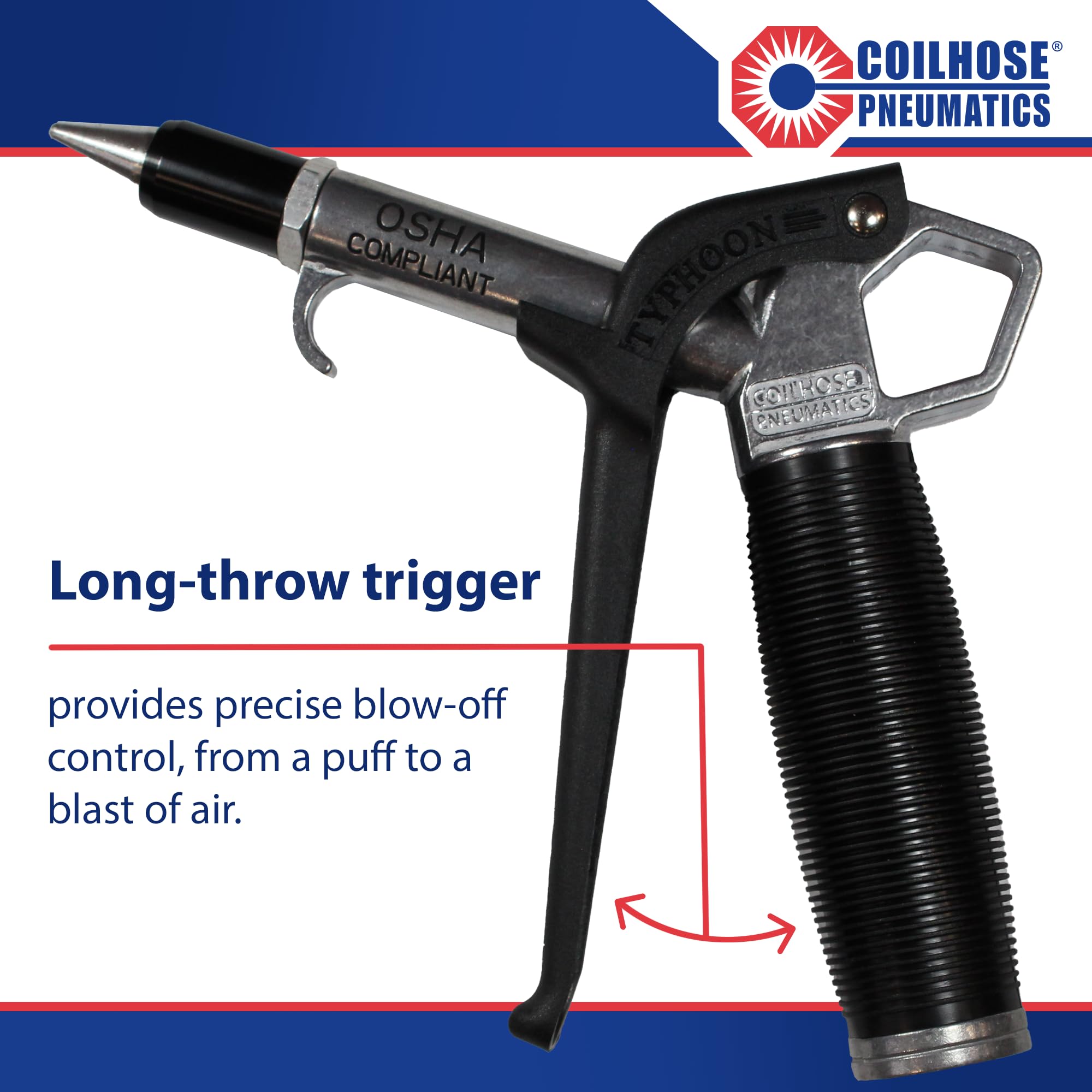 Coilhose Typhoon variable-flow trigger closeup enables controlled air output