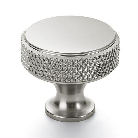 Coinkoly brushed satin nickel knurled knob close-up shows durable finish for cabinets.